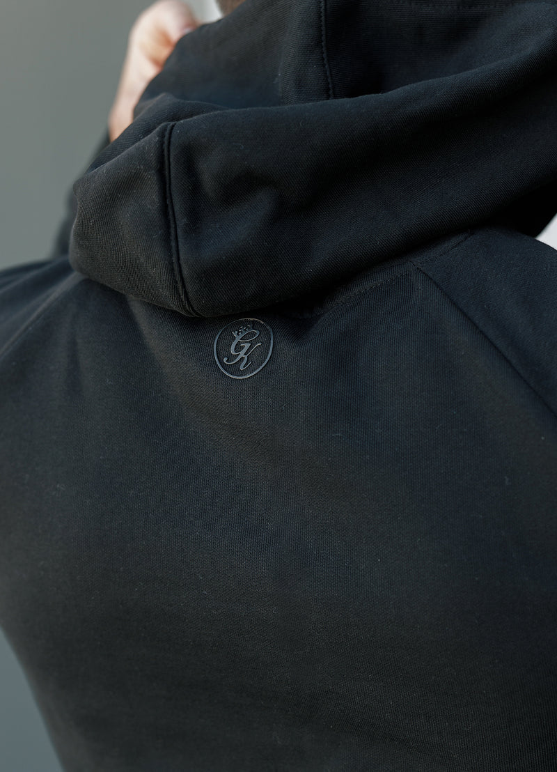 Gym King Pro Logo Fleece Hood - Black/Black