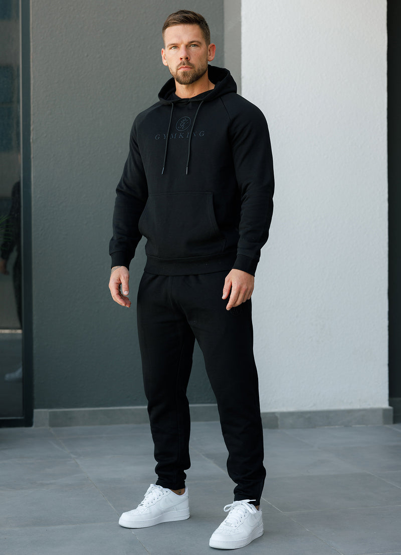 Gym King Pro Logo Fleece Hood - Black/Black