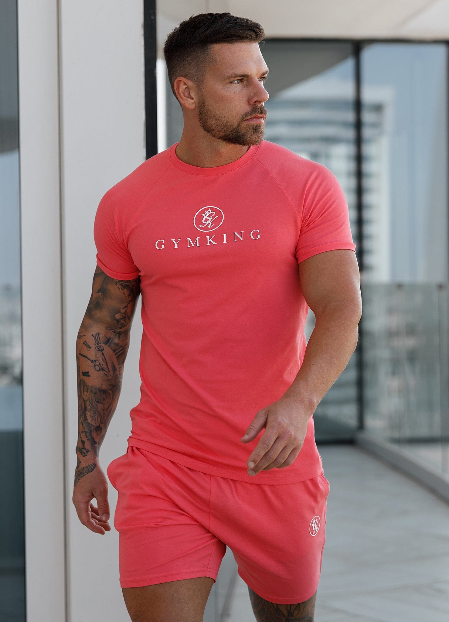 Gym King Pro Jersey Tee Coral men’s soft, breathable relaxed-fit t‑shirt for casual wear and holidays