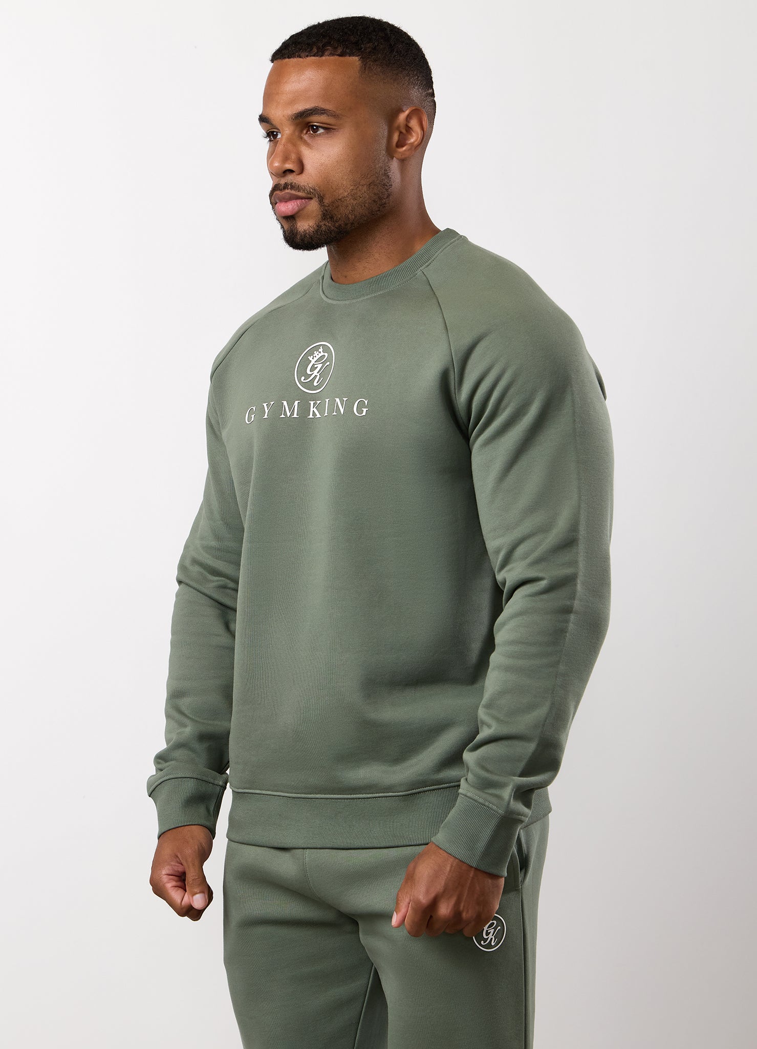 Gym King Pro Crew Tracksuit - Sage Grey