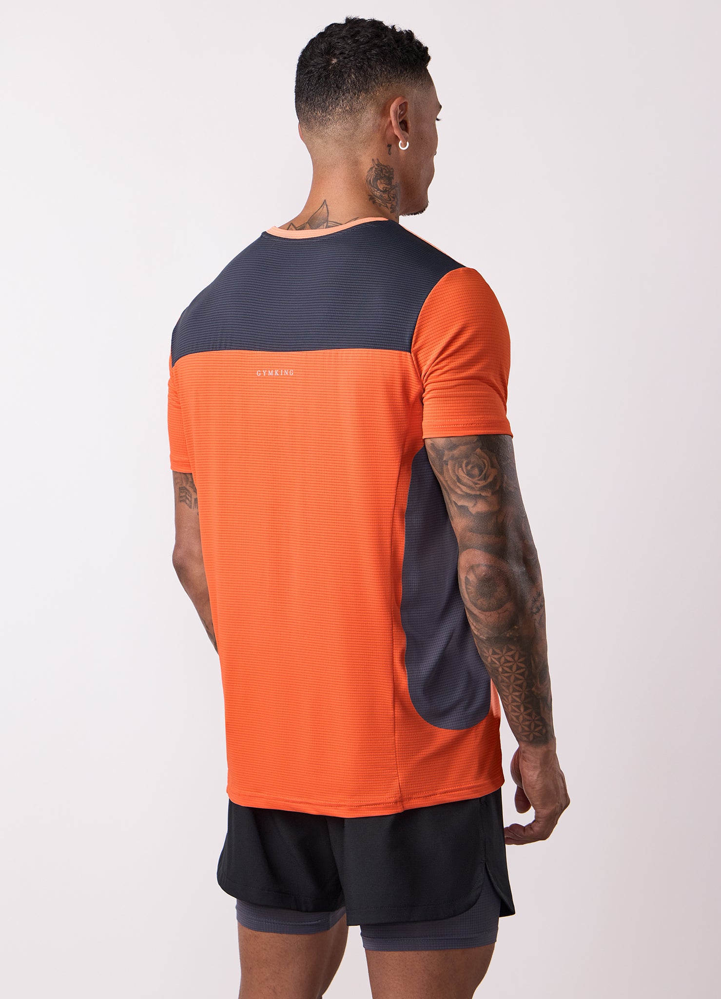 Gym King Progress Performance Tee - Hot Orange/Graphite