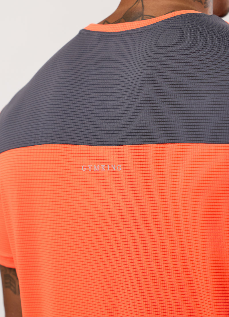 Gym King Progress Performance Tee - Hot Orange/Graphite