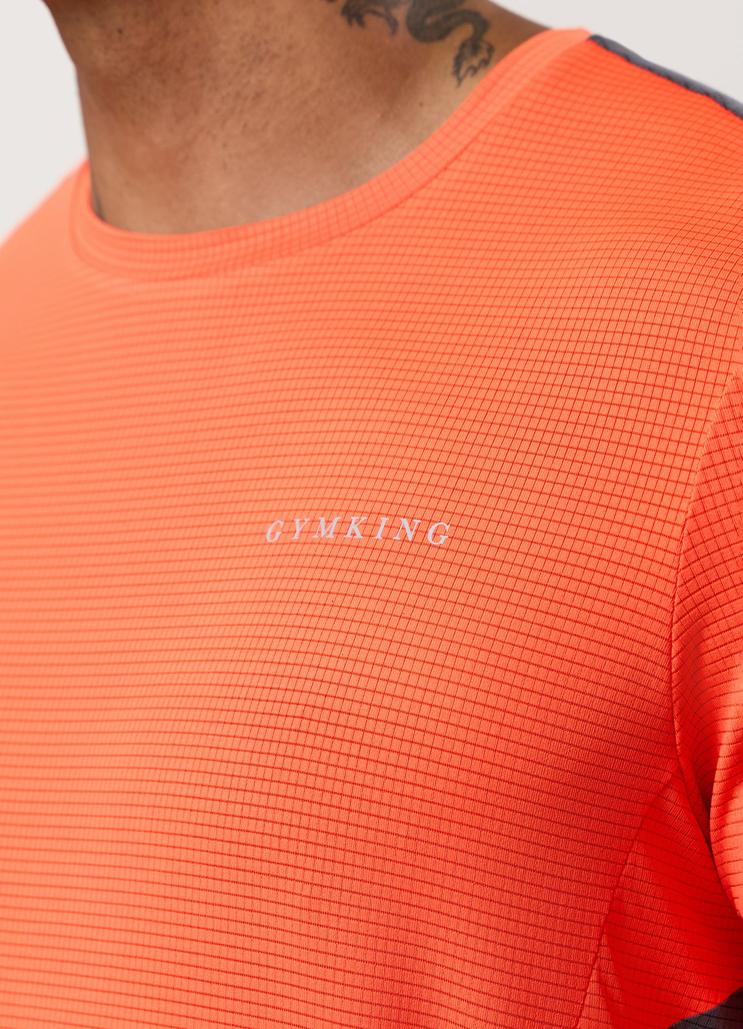 Gym King Progress Performance Tee - Hot Orange/Graphite