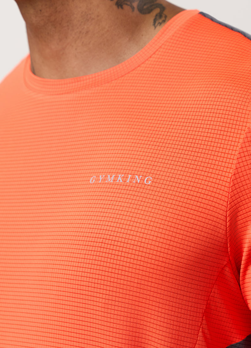 Gym King Progress Performance Tee - Hot Orange/Graphite