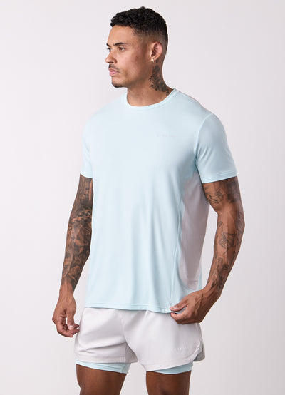 Gym King Progress Performance Tee - Ice Blue/Light Grey