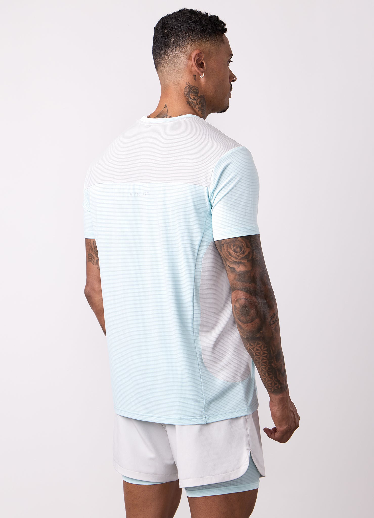 Gym King Progress Performance Tee - Ice Blue/Light Grey