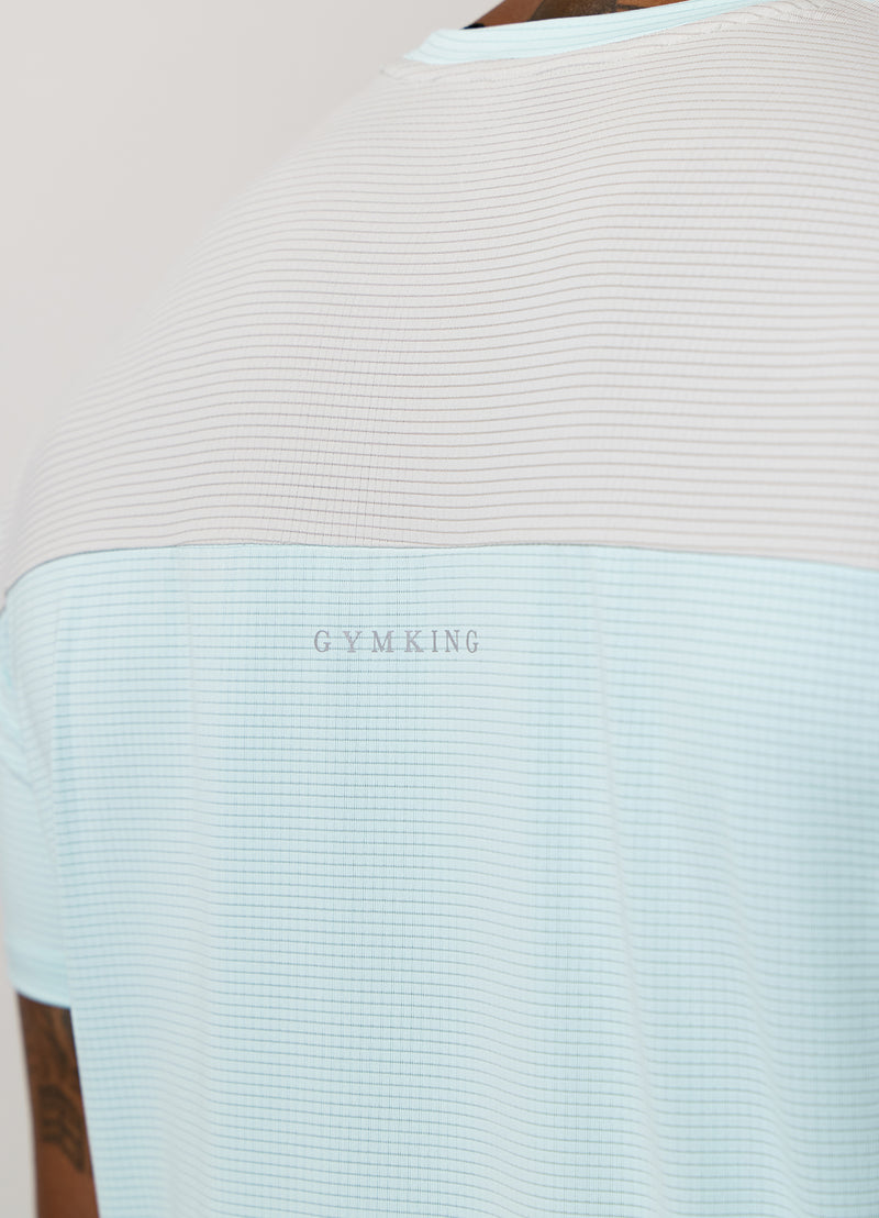 Gym King Progress Performance Tee - Ice Blue/Light Grey