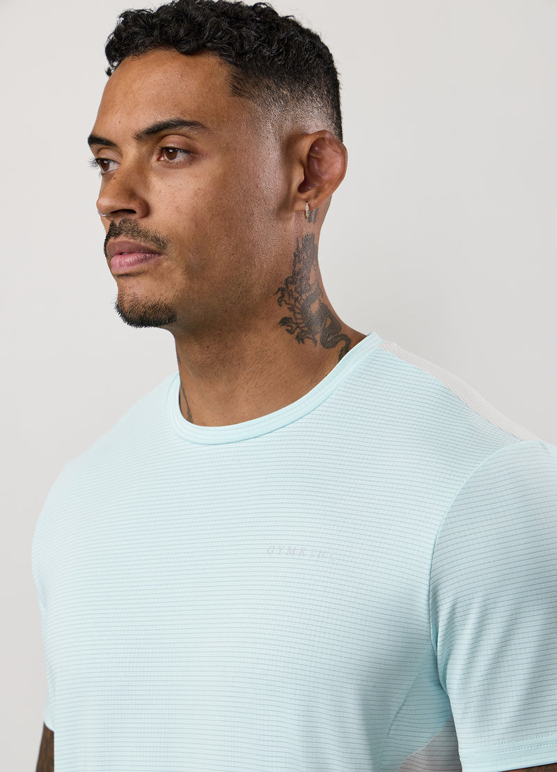 Gym King Progress Performance Tee - Ice Blue/Light Grey