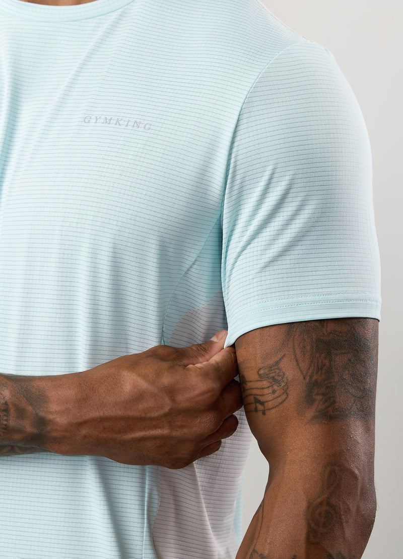 Gym King Progress Performance Tee - Ice Blue/Light Grey