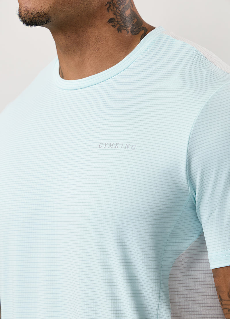 Gym King Progress Performance Tee - Ice Blue/Light Grey