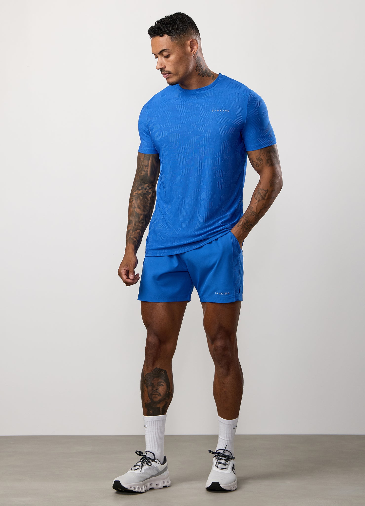 Gym King Progress Texture Tee - Electric Blue