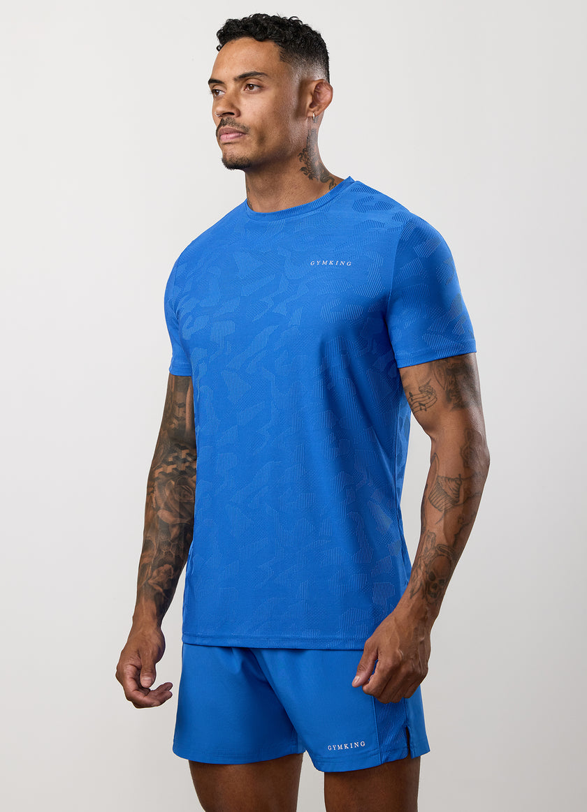 Gym King Progress Texture Tee - Electric Blue