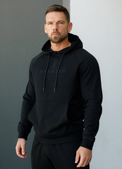 Gym King Pro Logo Fleece Hood - Black/Black