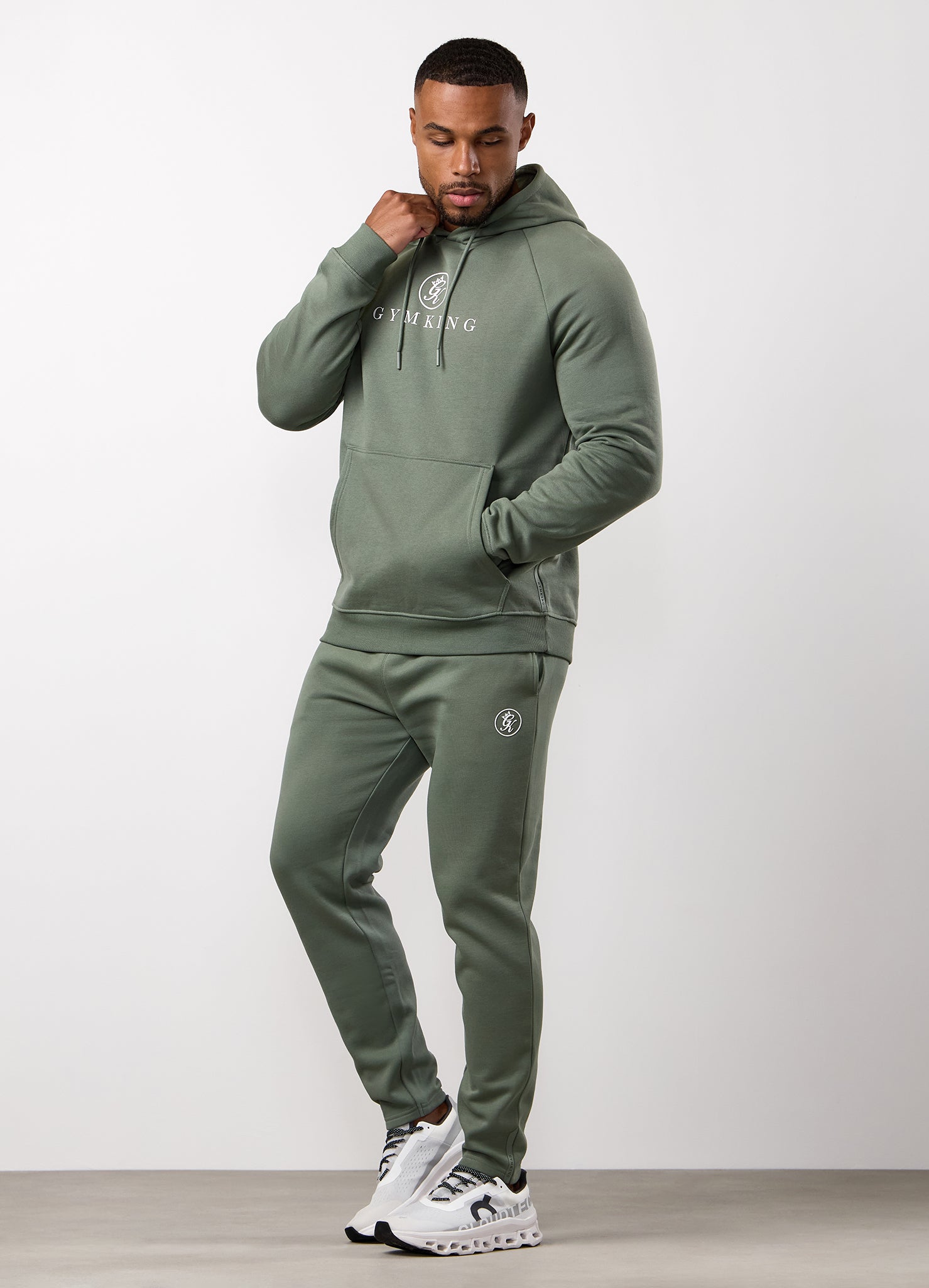 Gym King Pro Hood Tracksuit - Sage Grey