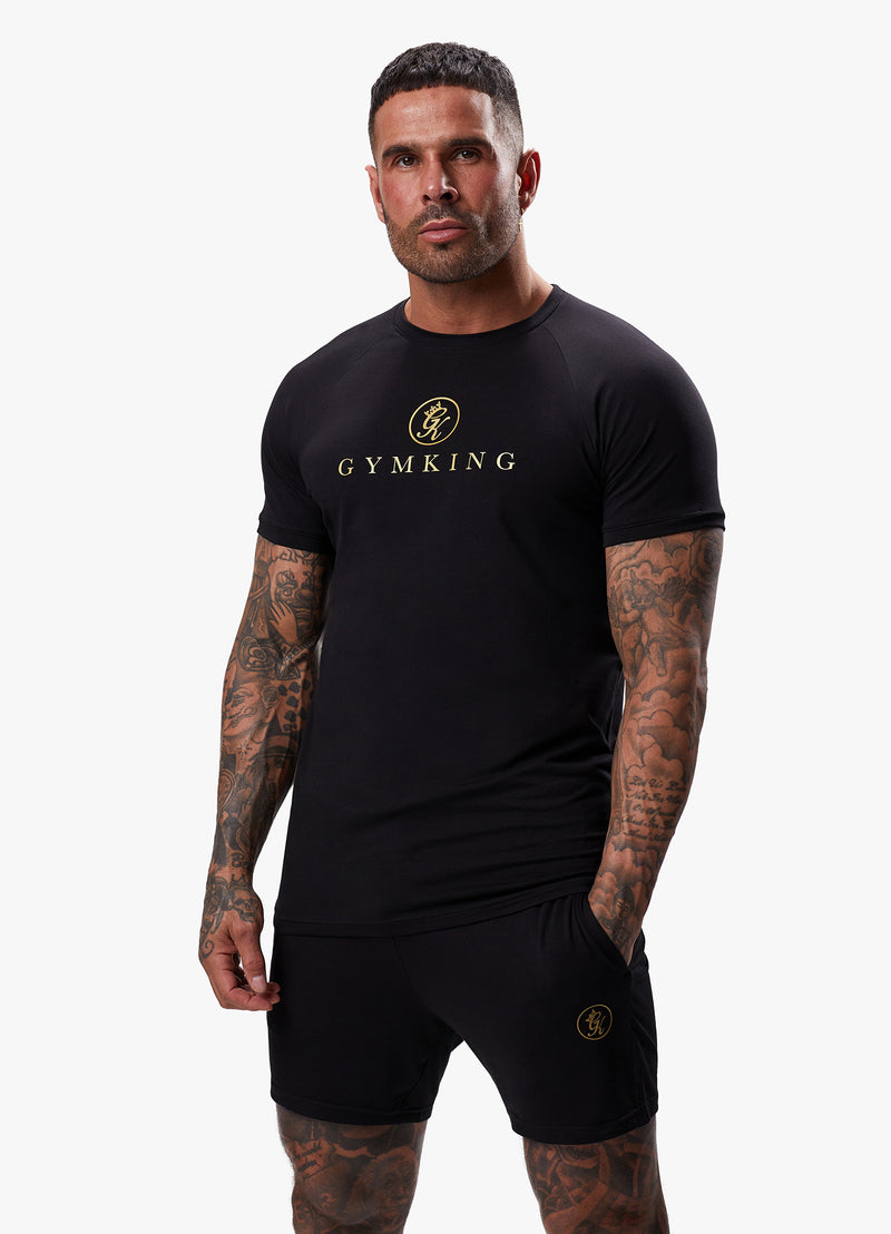 Gym King Pro Logo Jersey Tee - Black/Gold