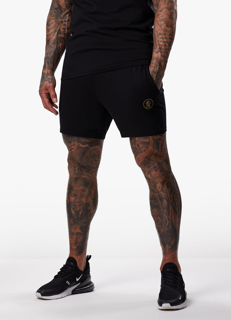 Gym King Pro Logo Jersey Short - Black/Gold