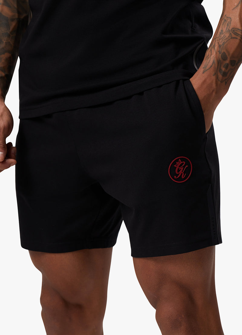 Gym King Pro Logo Jersey Short - Black/Red