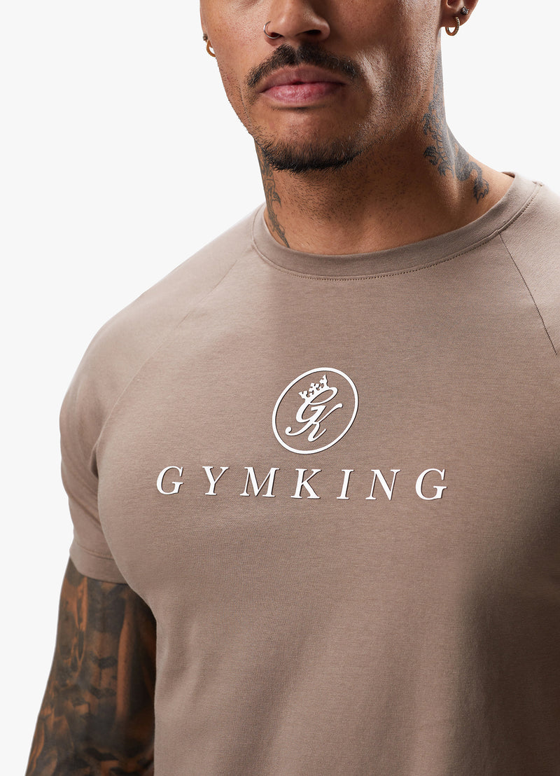 Gym King Pro Logo Jersey Tee - Dark Taupe