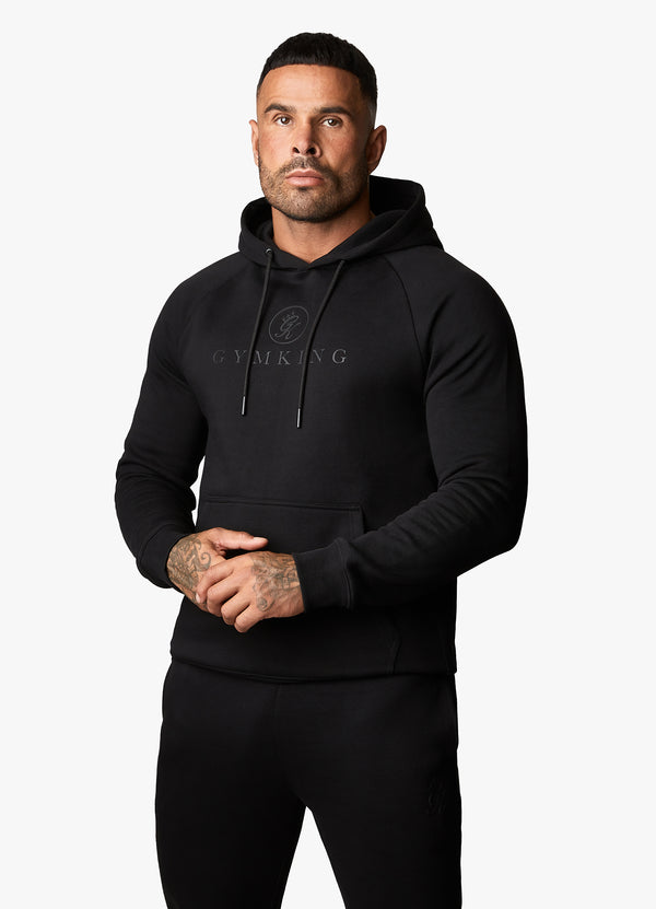 Gym King Pro Logo Fleece Hood - Black/Black