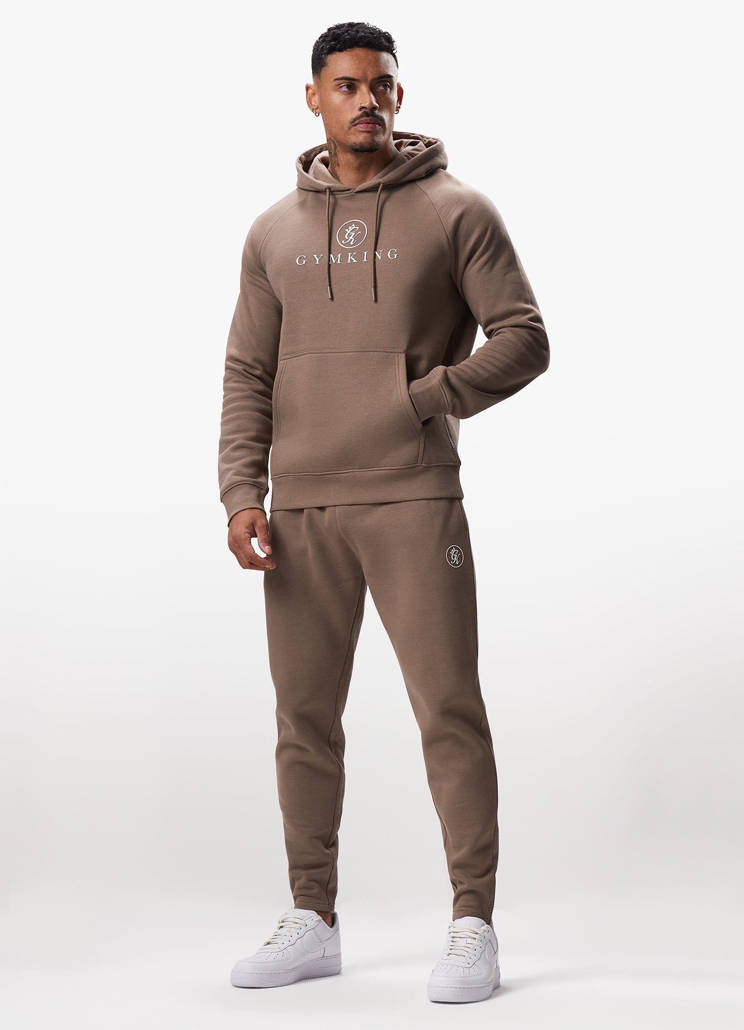 Gym King Pro Logo Fleece Tracksuit - Dark Taupe – GYM KING