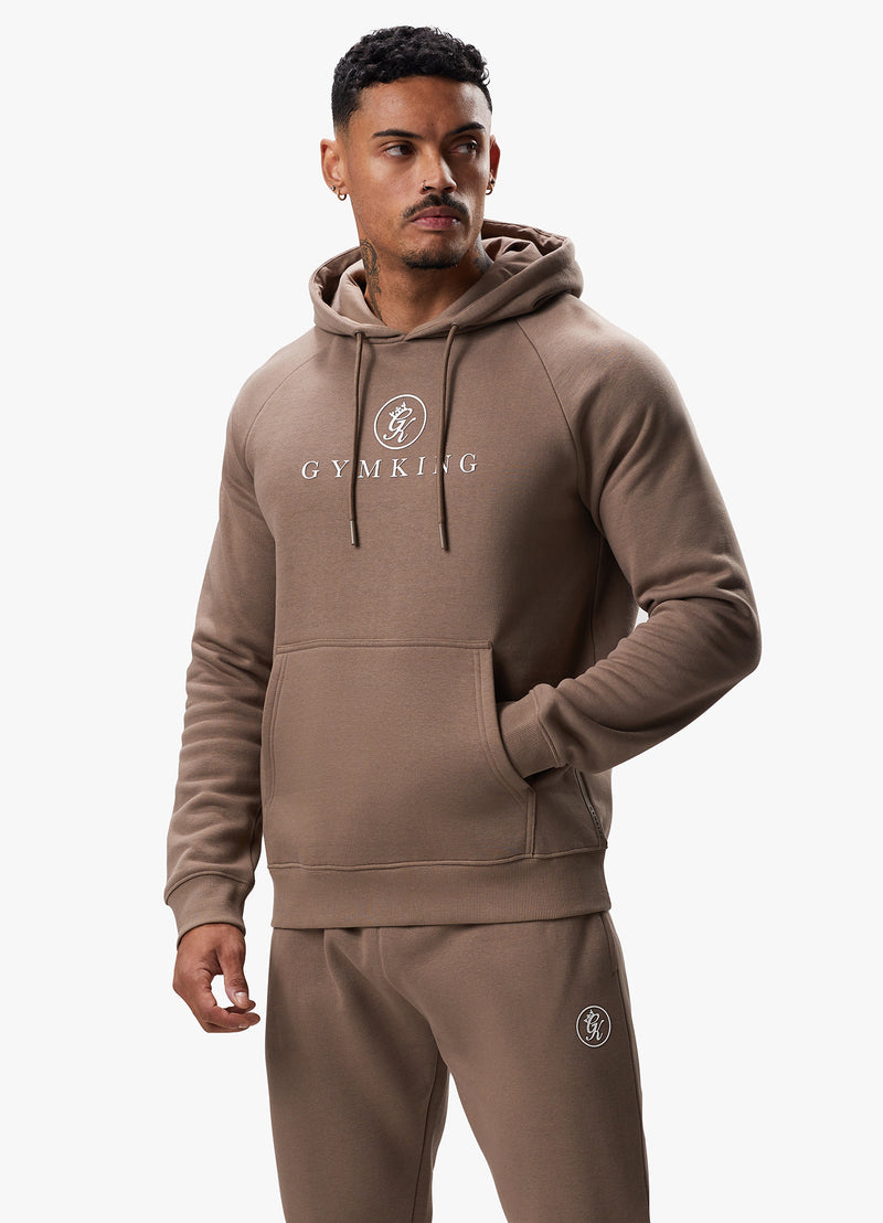 Gym King Pro Logo Fleece Hood - Dark Taupe