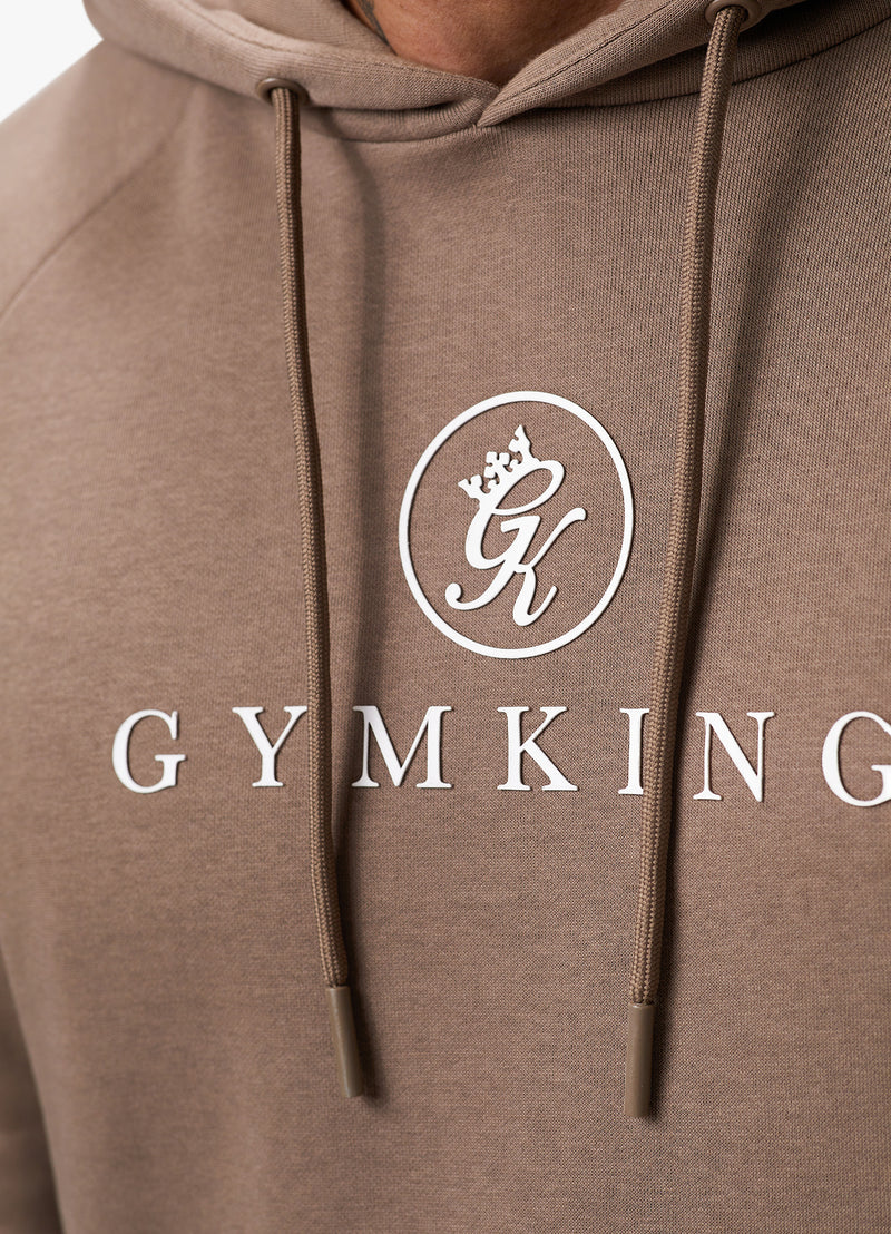 Gym King Pro Logo Fleece Hood - Dark Taupe