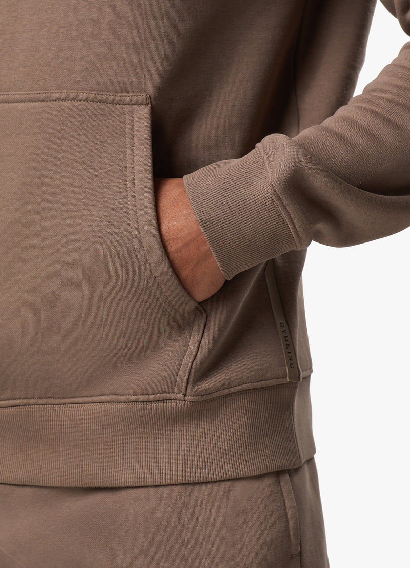 Gym King Pro Logo Fleece Hood - Dark Taupe