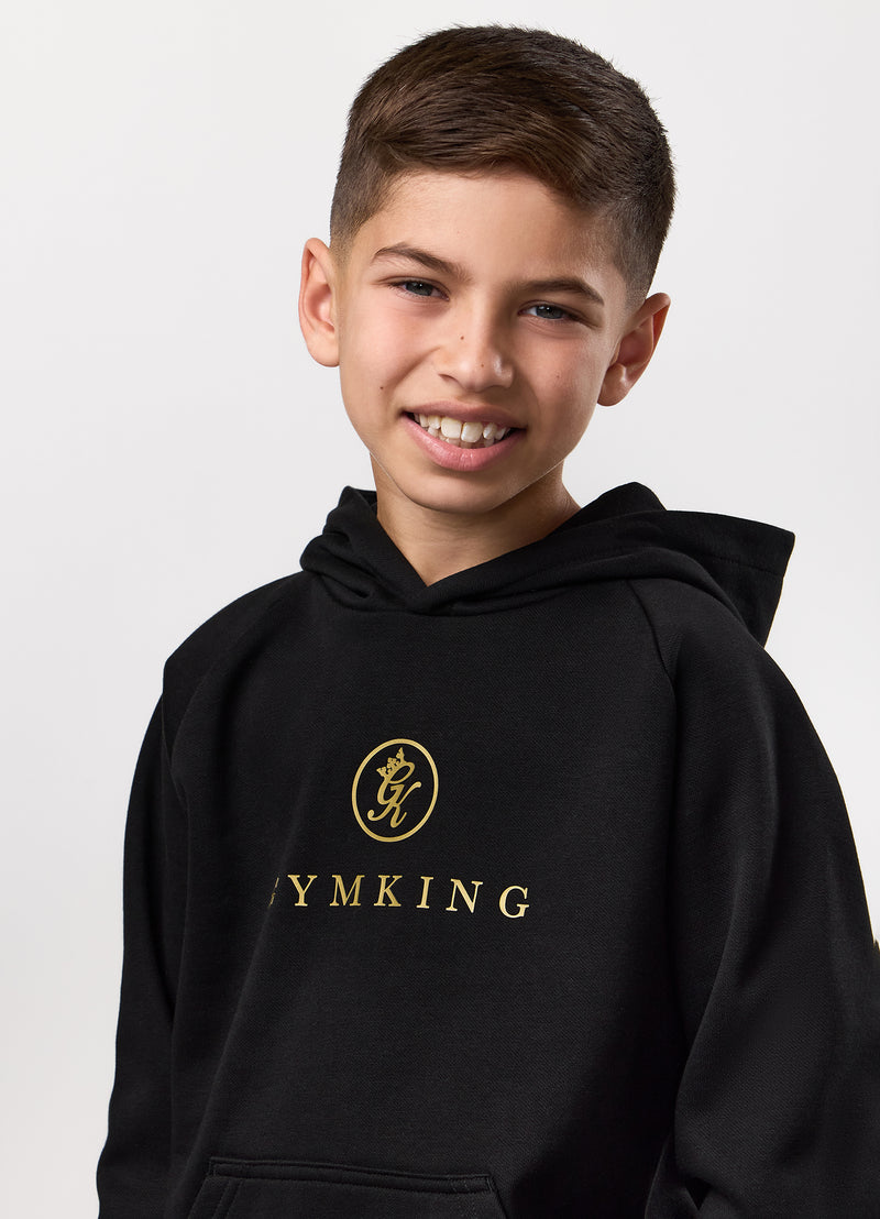 Gym King Kids Pro Logo Hood Tracksuit - Black/Gold
