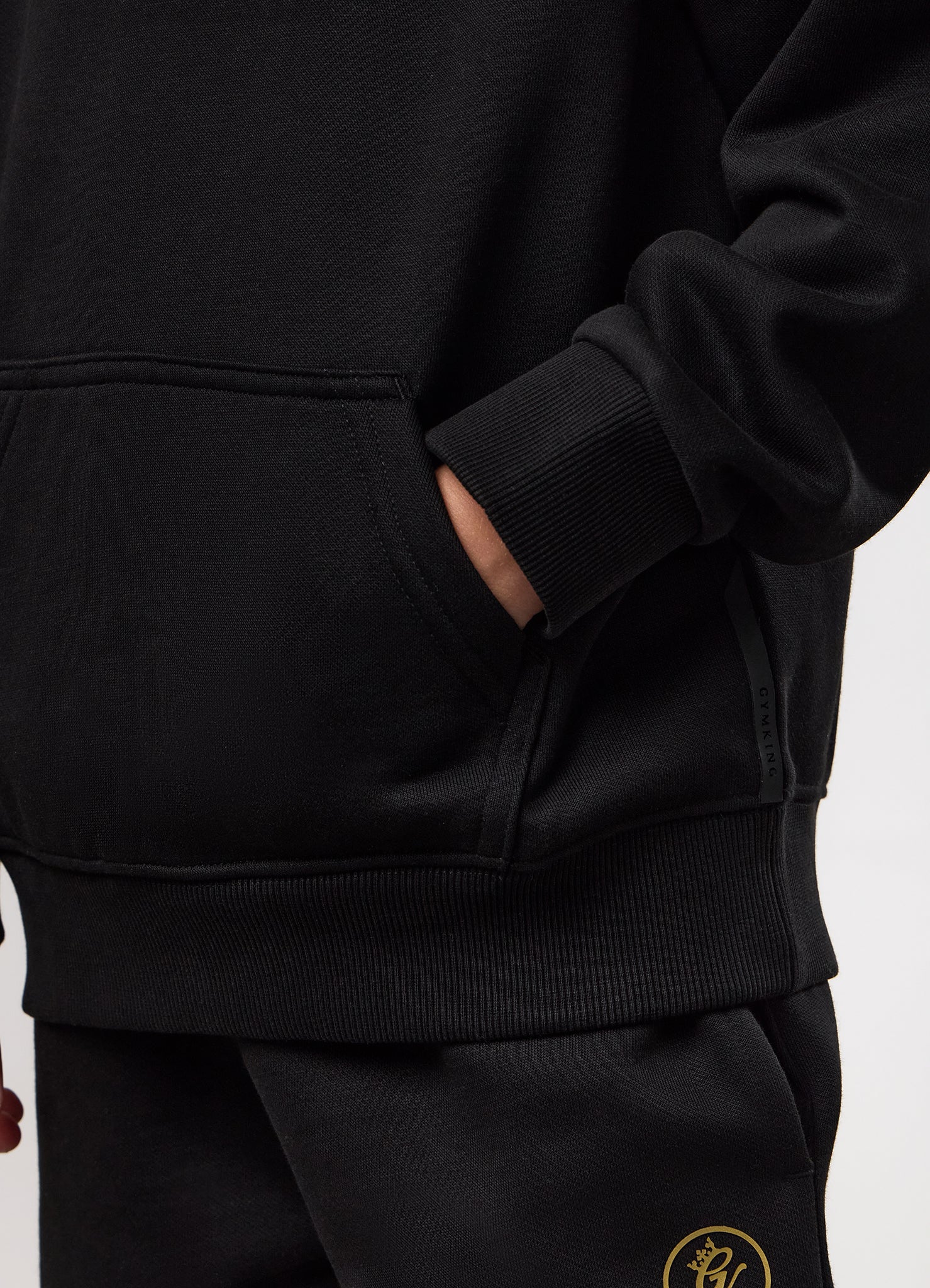 Gym King Kids Pro Logo Hood Tracksuit - Black/Gold