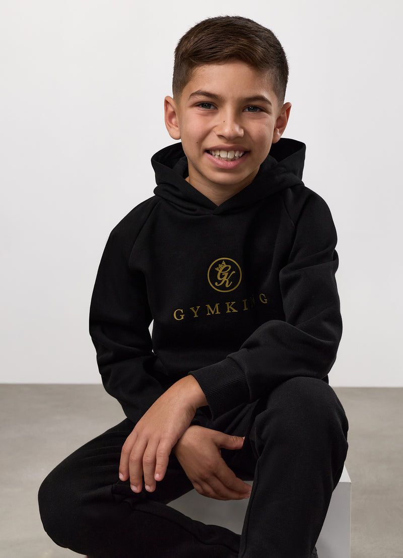 Gym King Kids Pro Logo Hood - Black/Gold
