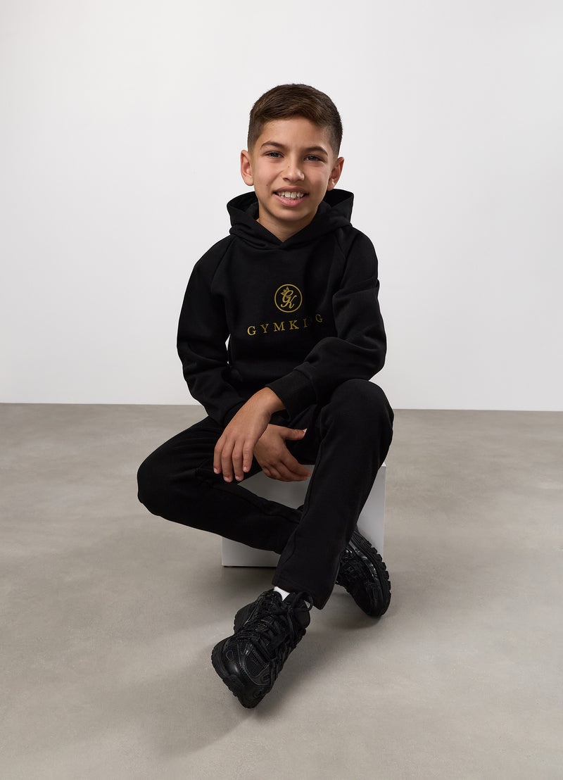 Gym King Kids Pro Logo Hood Tracksuit - Black/Gold