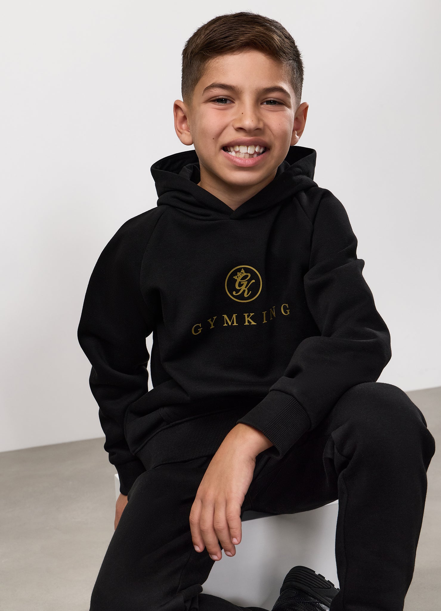 Gym King Kids Pro Logo Hood - Black/Gold