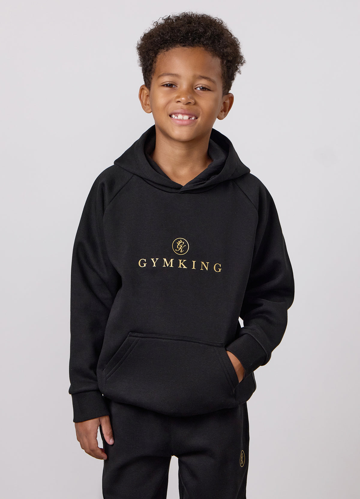 Gym King Younger Kids Pro Logo Hoodie - Black/Gold