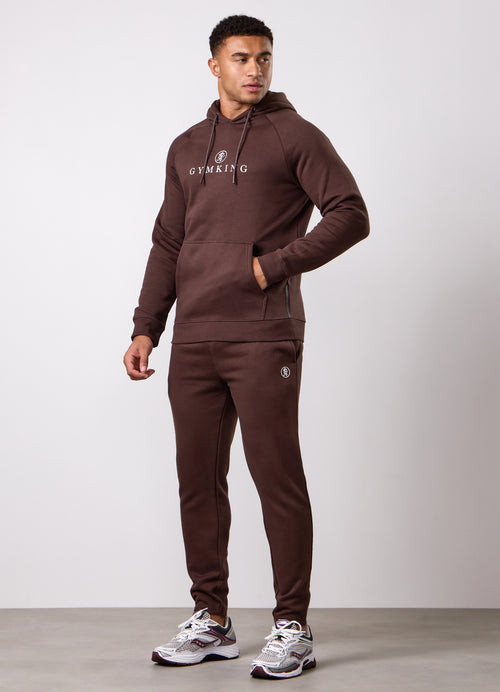Gym King Pro Logo Hood Tracksuit – Dark Brown