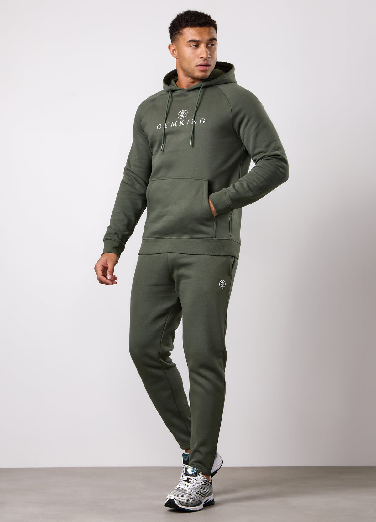 Gym King Pro Logo Hood Tracksuit - Dark Olive