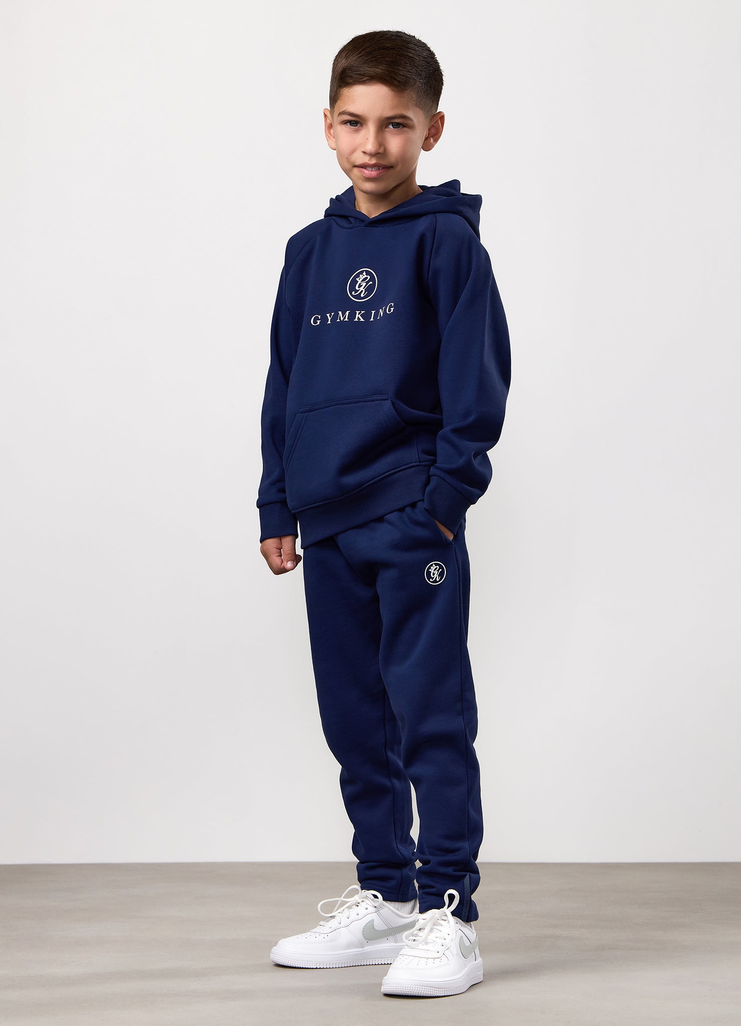 Gym King Kids Pro Logo Hood Tracksuit - Oxford Blue