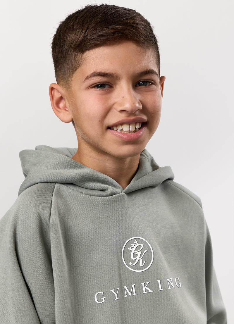Gym King Kids Pro Logo Hood Tracksuit - Soft Khaki