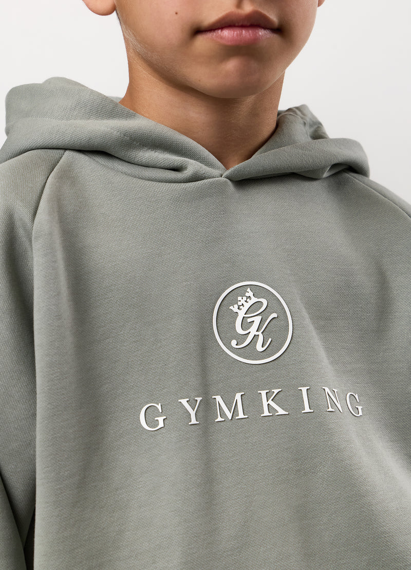 Gym King Kids Pro Logo Hood Tracksuit - Soft Khaki