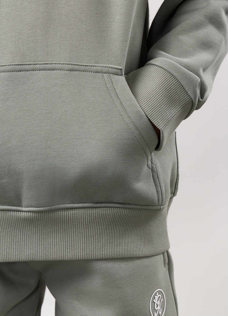 Gym King Kids Pro Logo Hood Tracksuit - Soft Khaki