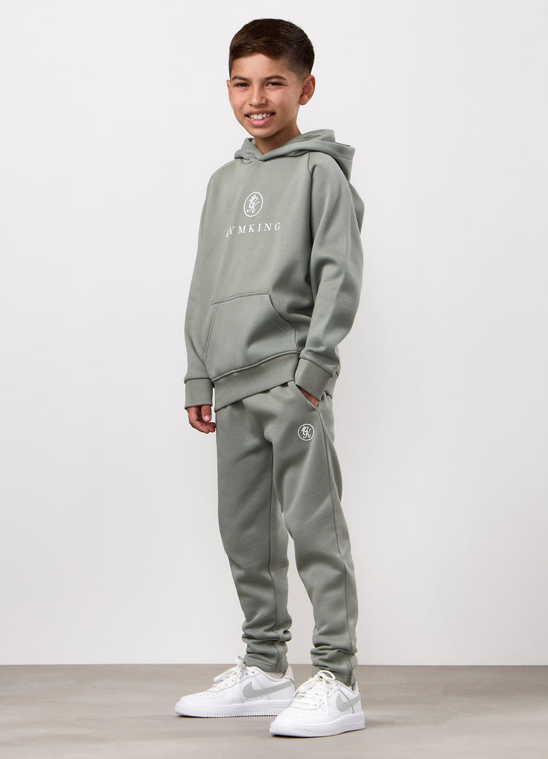 Gym King Kids Pro Logo Hood Tracksuit - Soft Khaki