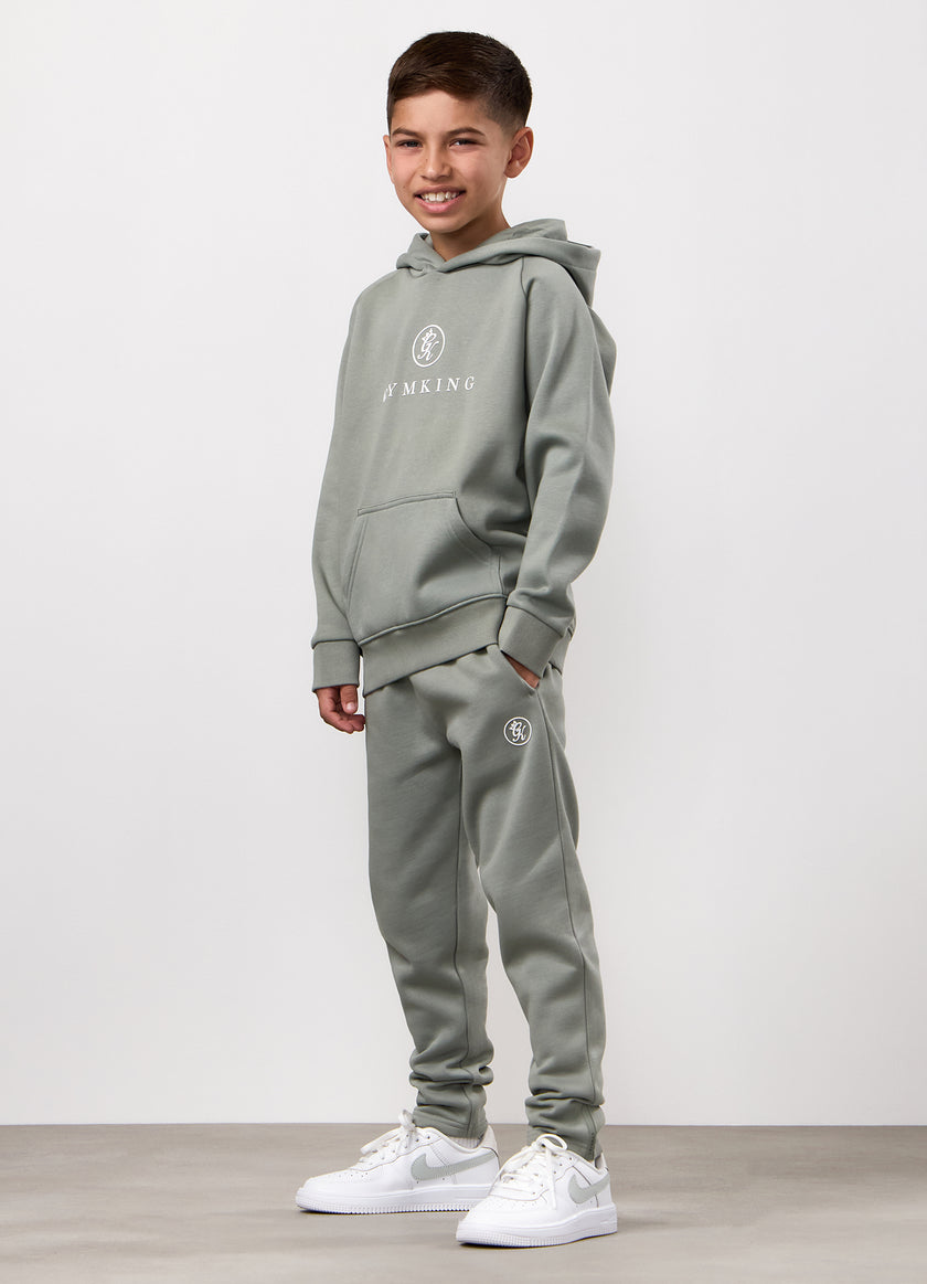 Gym King Kids Pro Logo Hood Tracksuit - Soft Khaki