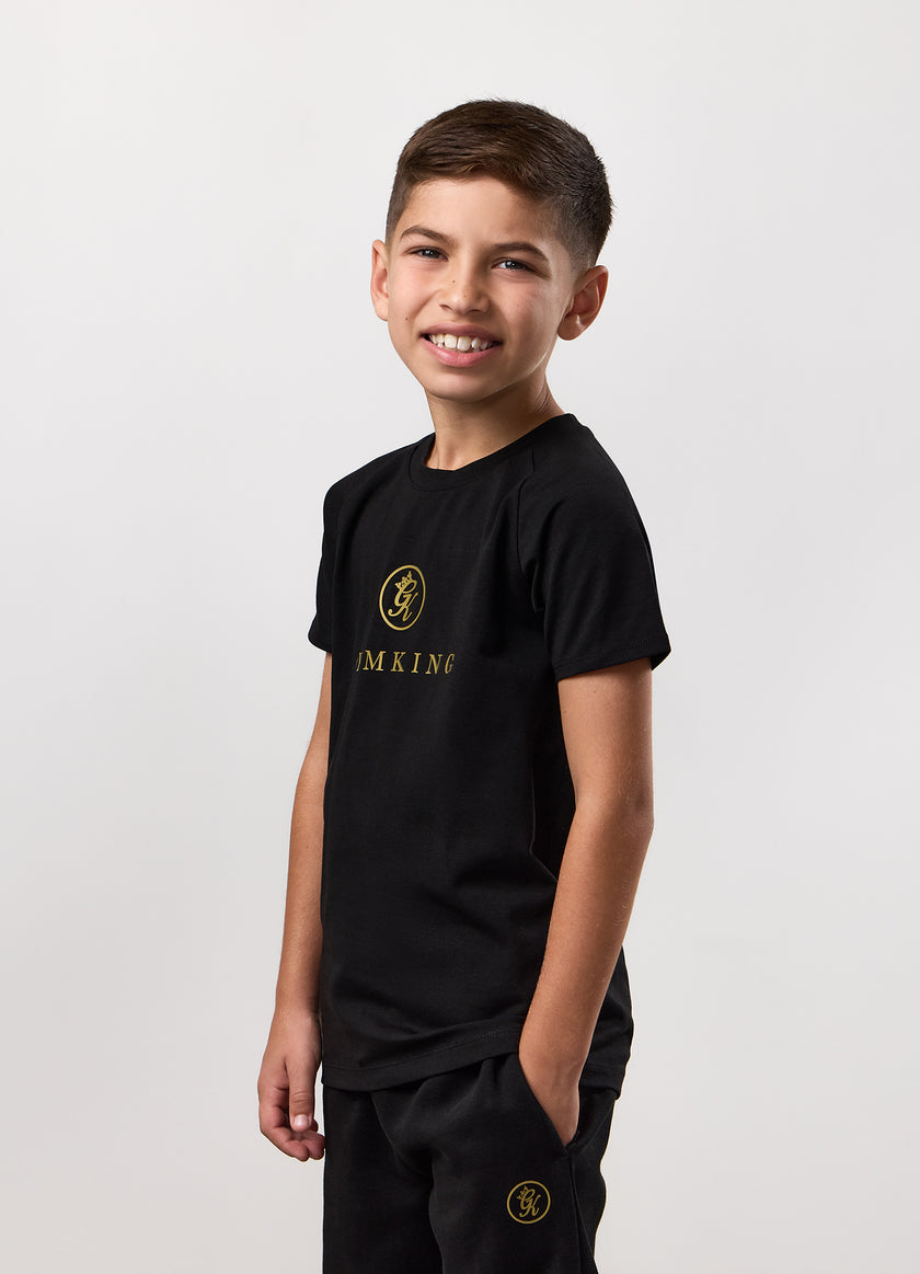 Gym King Kids Pro Logo Tee - Black/Gold