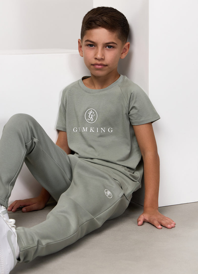 Gym King Kids Pro Logo Jogger - Soft Khaki