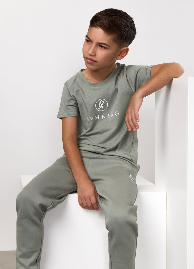Gym King Kids Pro Logo Jogger - Soft Khaki