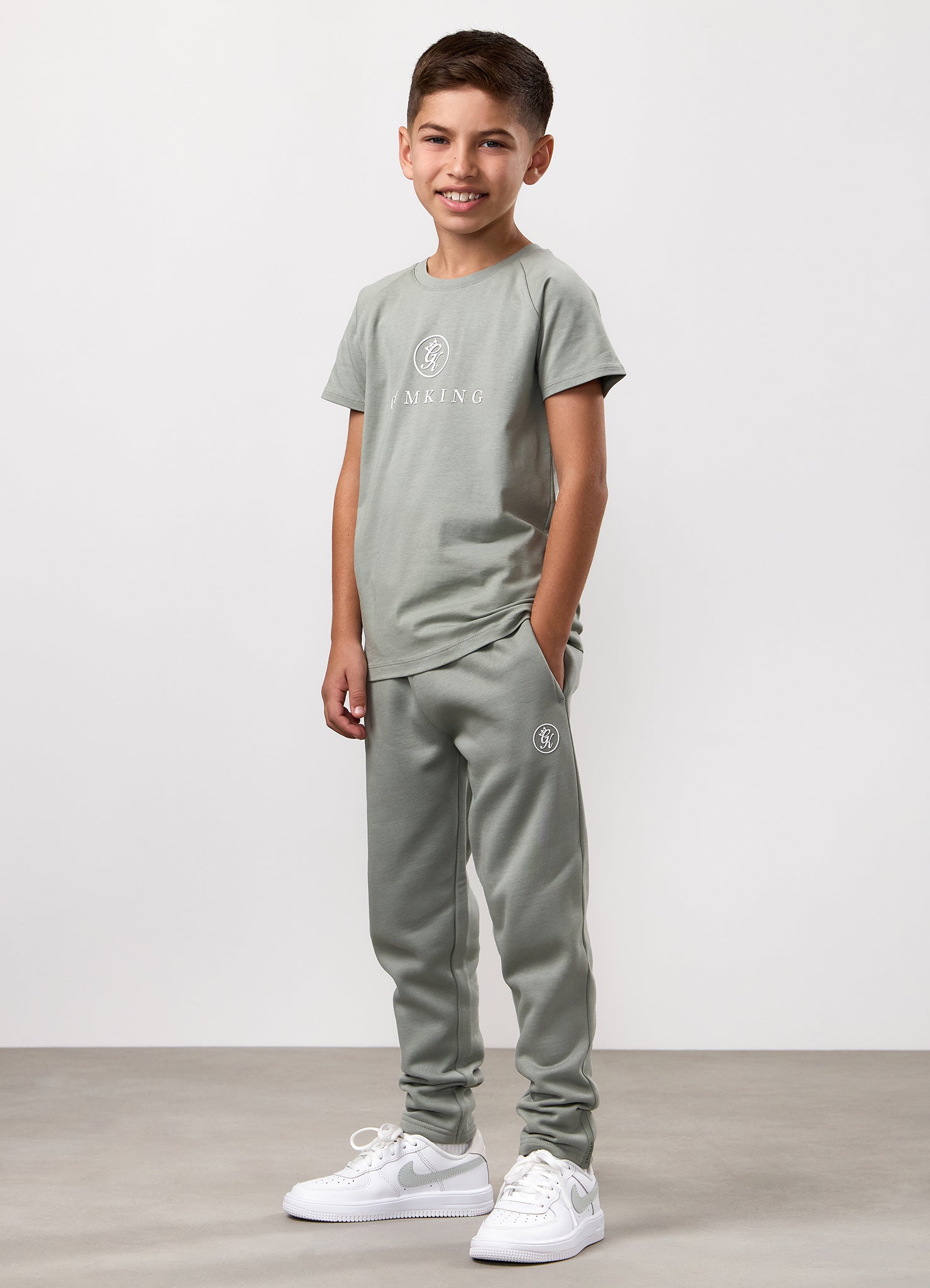 Gym King Kids Pro Logo Jogger - Soft Khaki