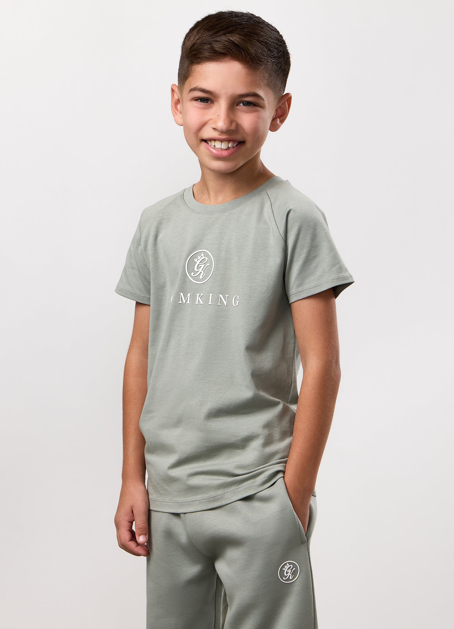 Gym King Kids Pro Logo Tee - Soft Khaki
