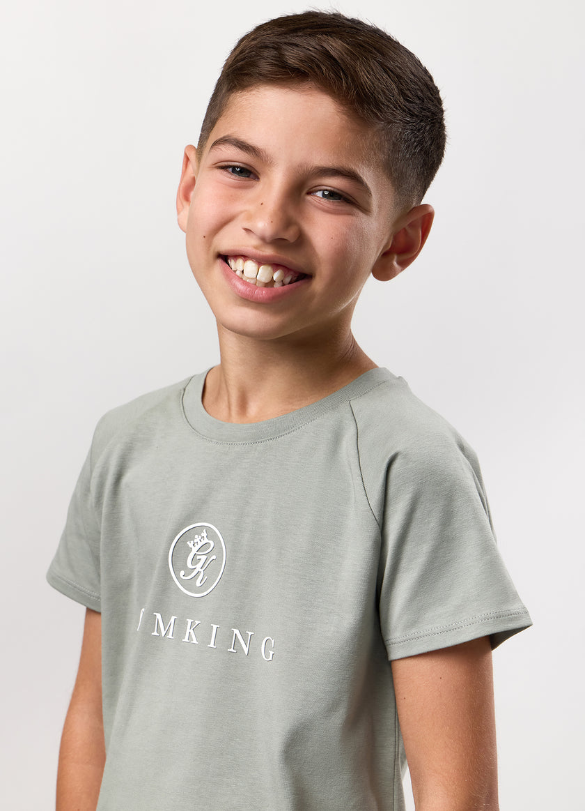 Gym King Kids Pro Logo Tee - Soft Khaki