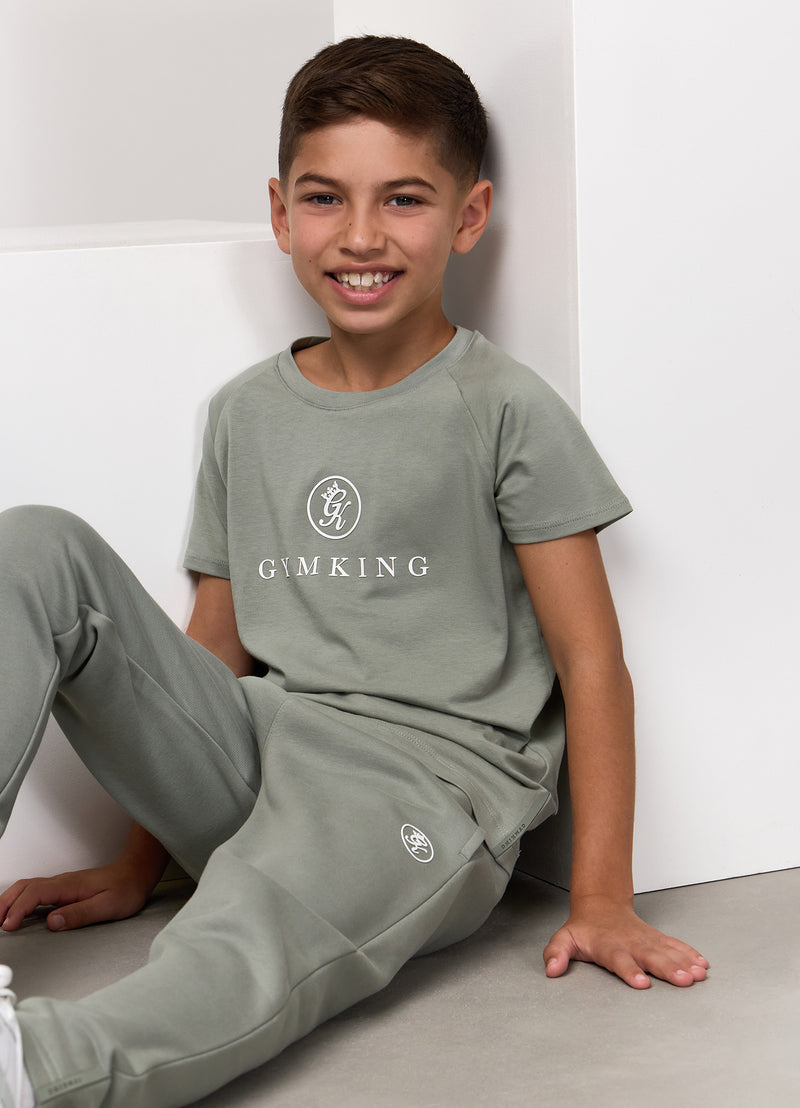 Gym King Kids Pro Logo Jogger - Soft Khaki