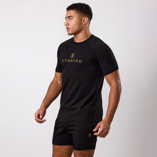 Gym King Pro Logo T-shirt - Zwart/Goud