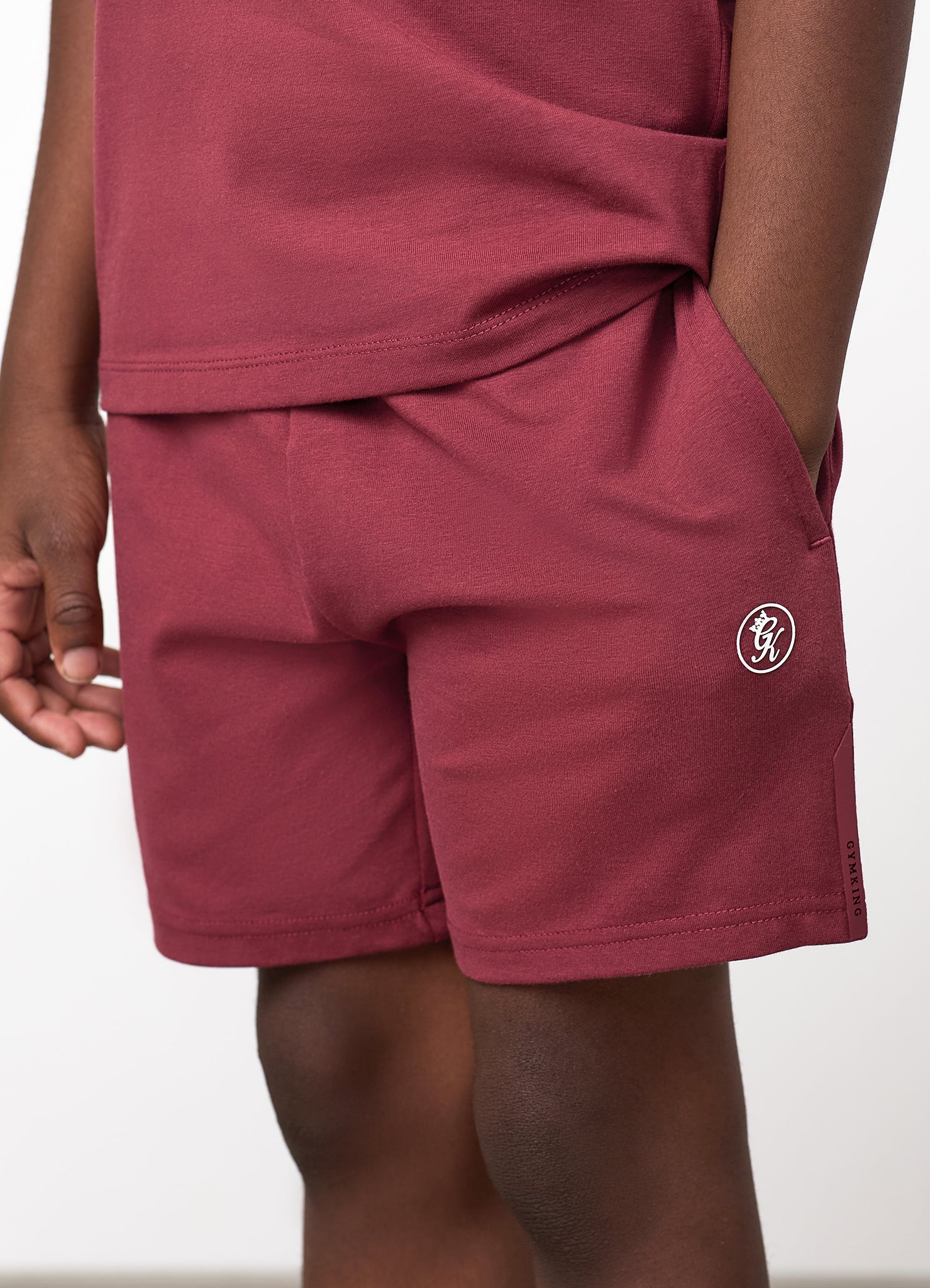 Gym King Younger Kids Pro Logo Short - Wine Red